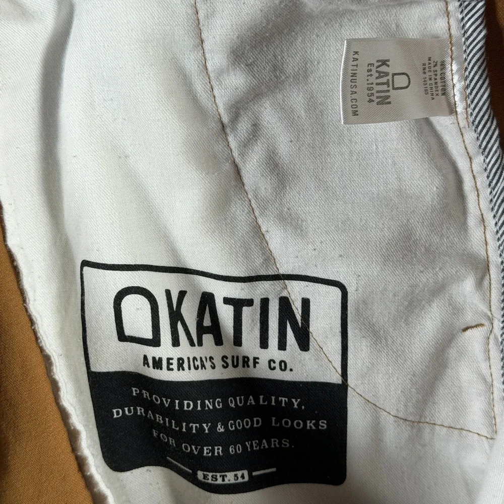 Katin Mens Tobacco Brown Chino Pants Straight Leg Cotton Stretch Size 33